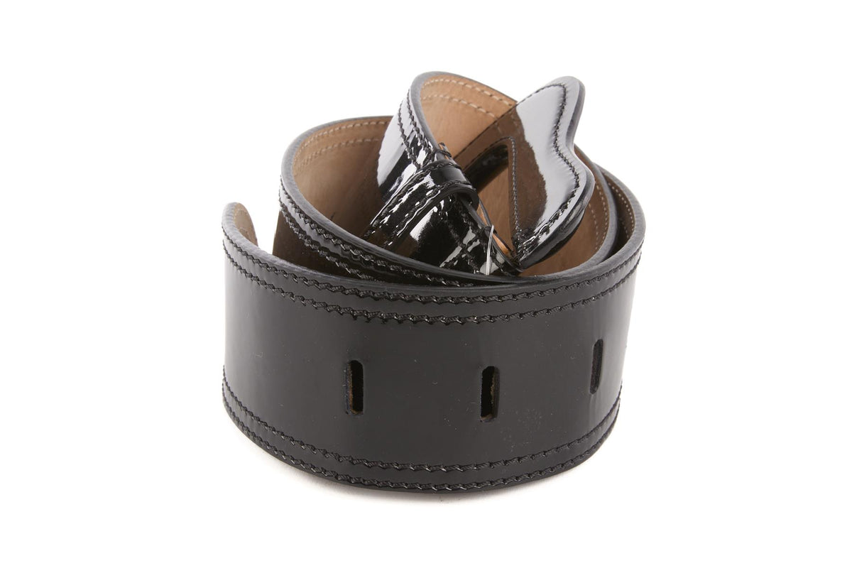 FENDI BLACK PATENT LEATHER WAIST BELT 75CM
