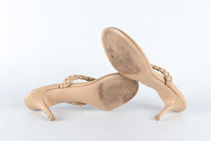 GIANVITO ROSSI NUDE LEATHER THONG SANDALS EU 39.5 UK 6.5 US 9.5