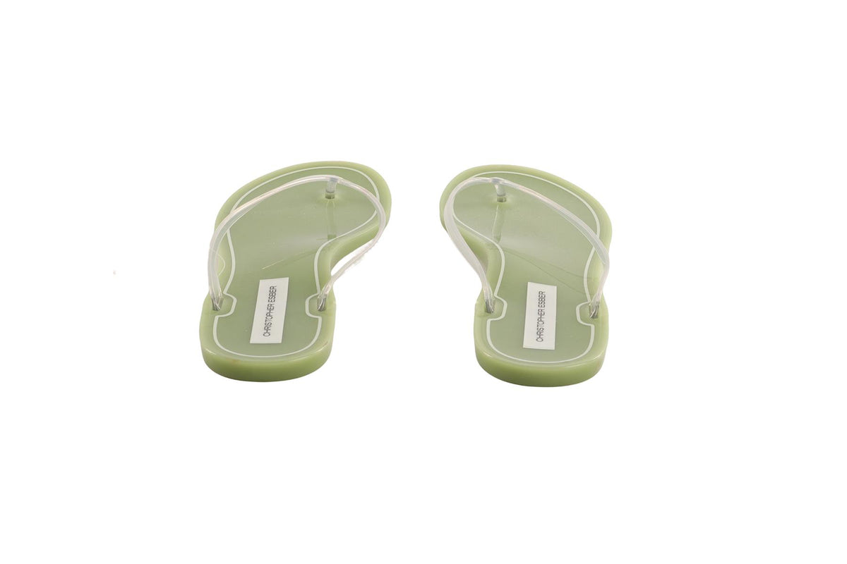 CHRISTOPHER ESBER GREEN RUBBER FLIP FLOPS EU 40 UK 7 US 10