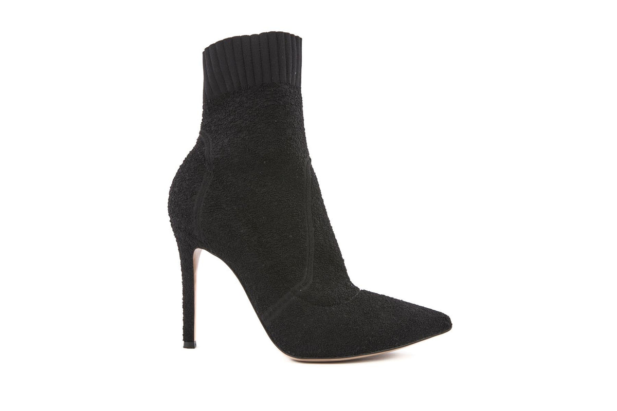 GIANVITO ROSSI BLACK KNIT ANKLE BOOTS EU 39 UK 6 US 9