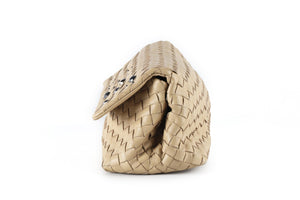 BOTTEGA VENETA BEIGE INTRECCIATO LEATHER CLUTCH