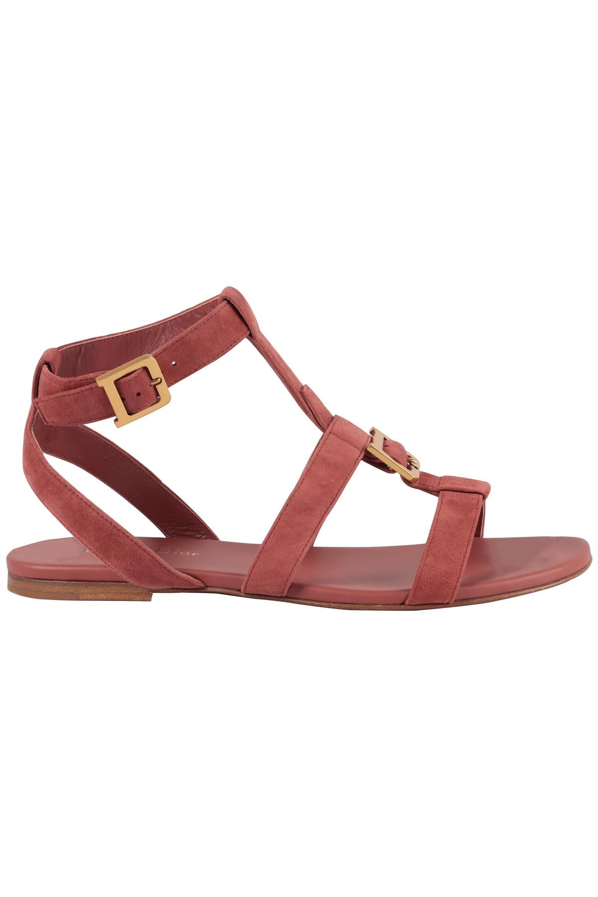 CHRISTIAN DIOR PINK DOUBLE D SUEDE SANDALS EU 38 UK 5 US 8