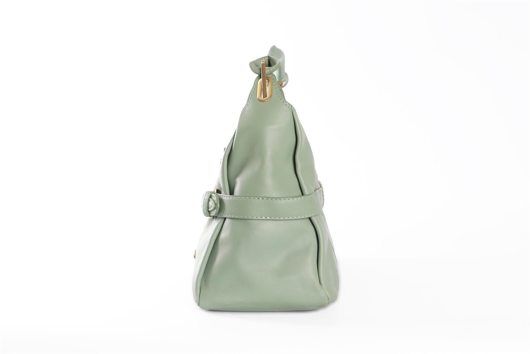 JIMMY CHOO GREEN TULITA LEATHER SHOULDER BAG