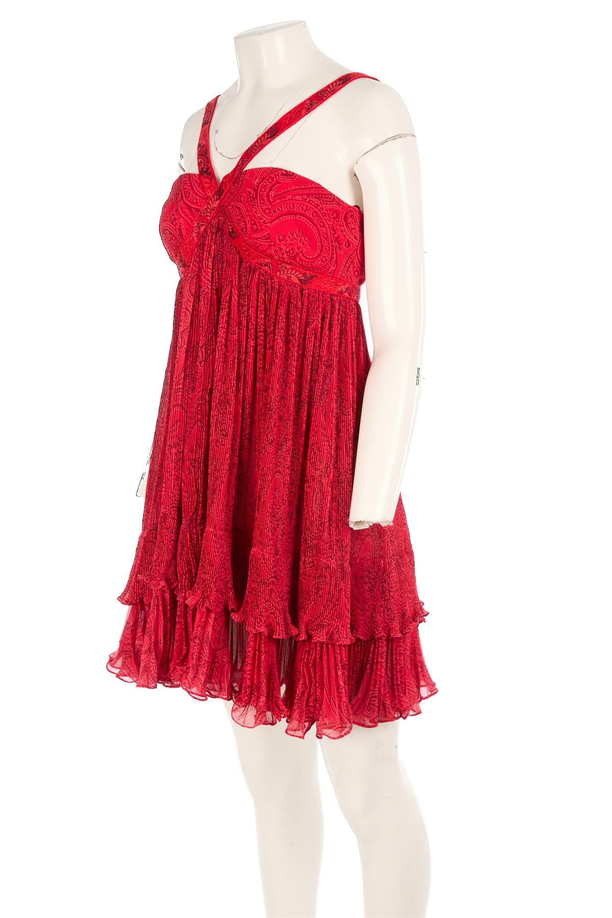 ETRO RED CHIFFON MINI DRESS IT 44 UK 12