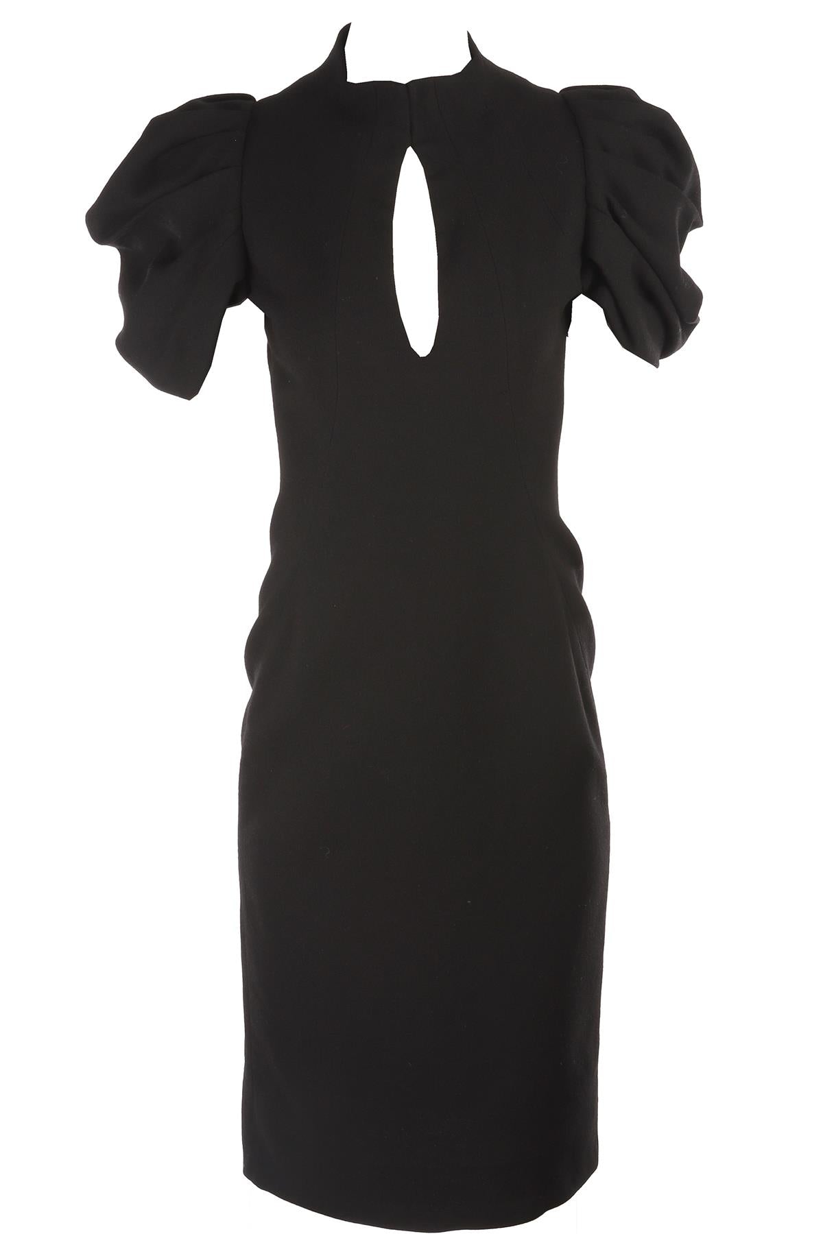 ALEXANDER MCQUEEN BLACK 2009 WOOL MIDI DRESS IT 42 UK 10