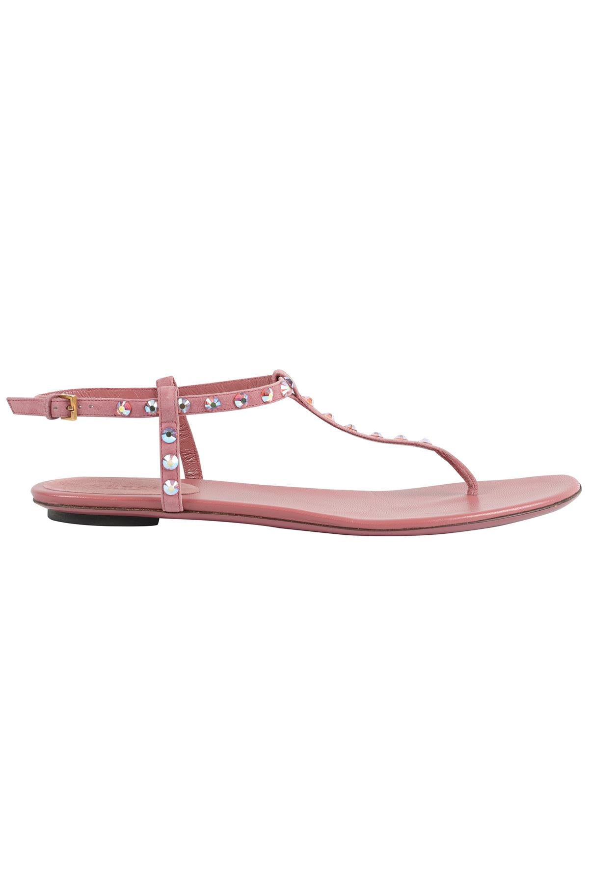 GUCCI PINK CRYSTAL AND LEATHER SANDALS EU 39 UK 6 US 9