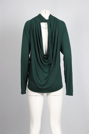 ROSETTA GETTY GREEN CREPE TOP MEDIUM