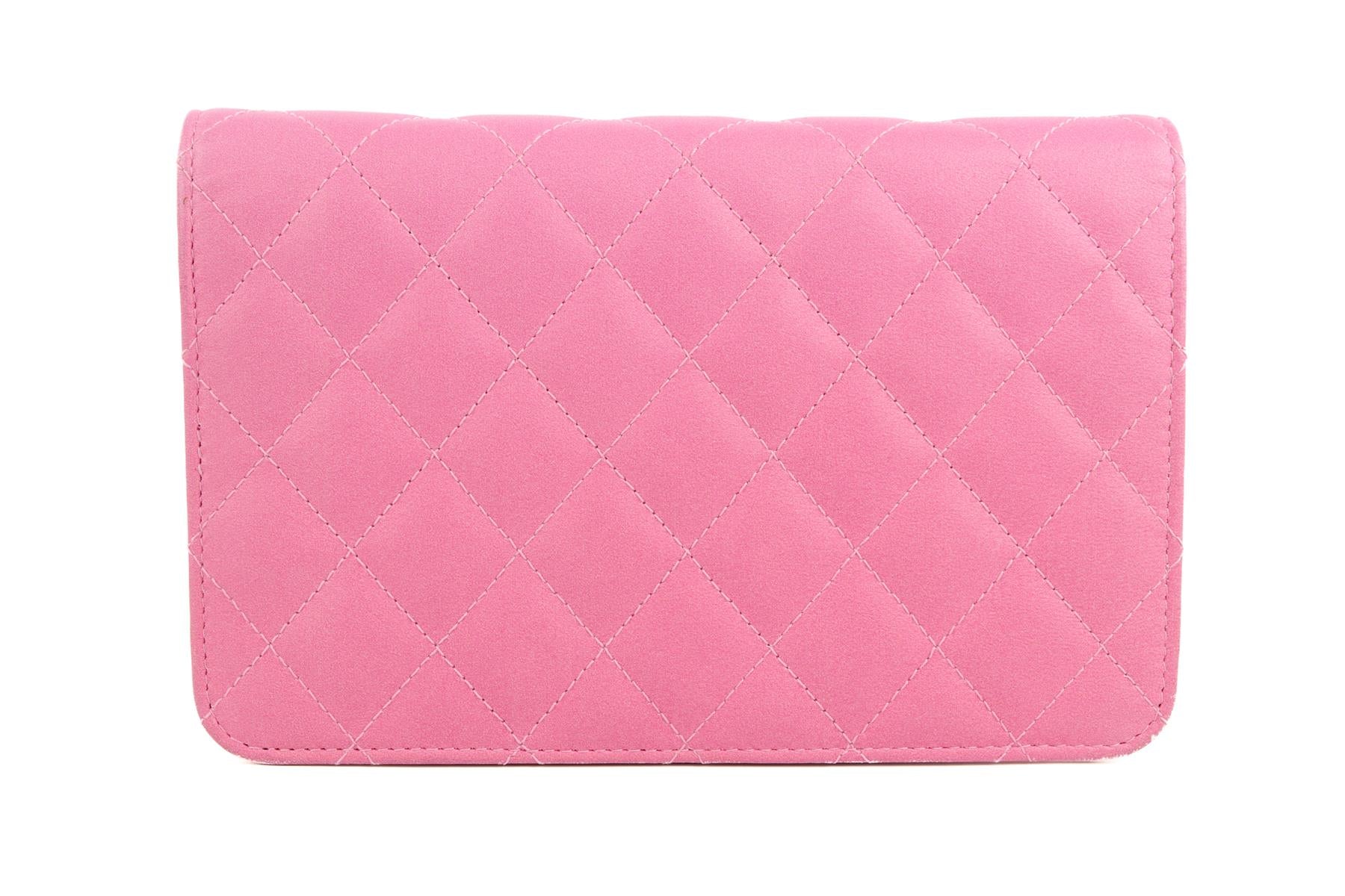 CHANEL PINK 2015-2016 WALLET ON CHAIN OMBRE LEATHER SHOULDER BAG