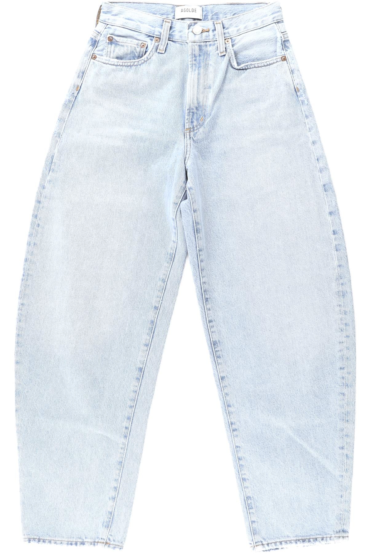 AGOLDE BLUE HIGH RISE BARREL LEG JEANS W24 UK 6
