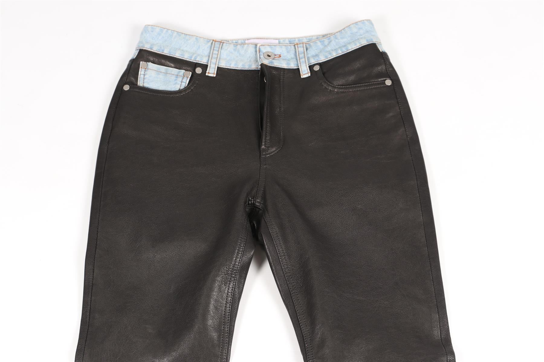 HALFBOY BLACK LEATHER STRAIGHT LEG PANTS SMALL