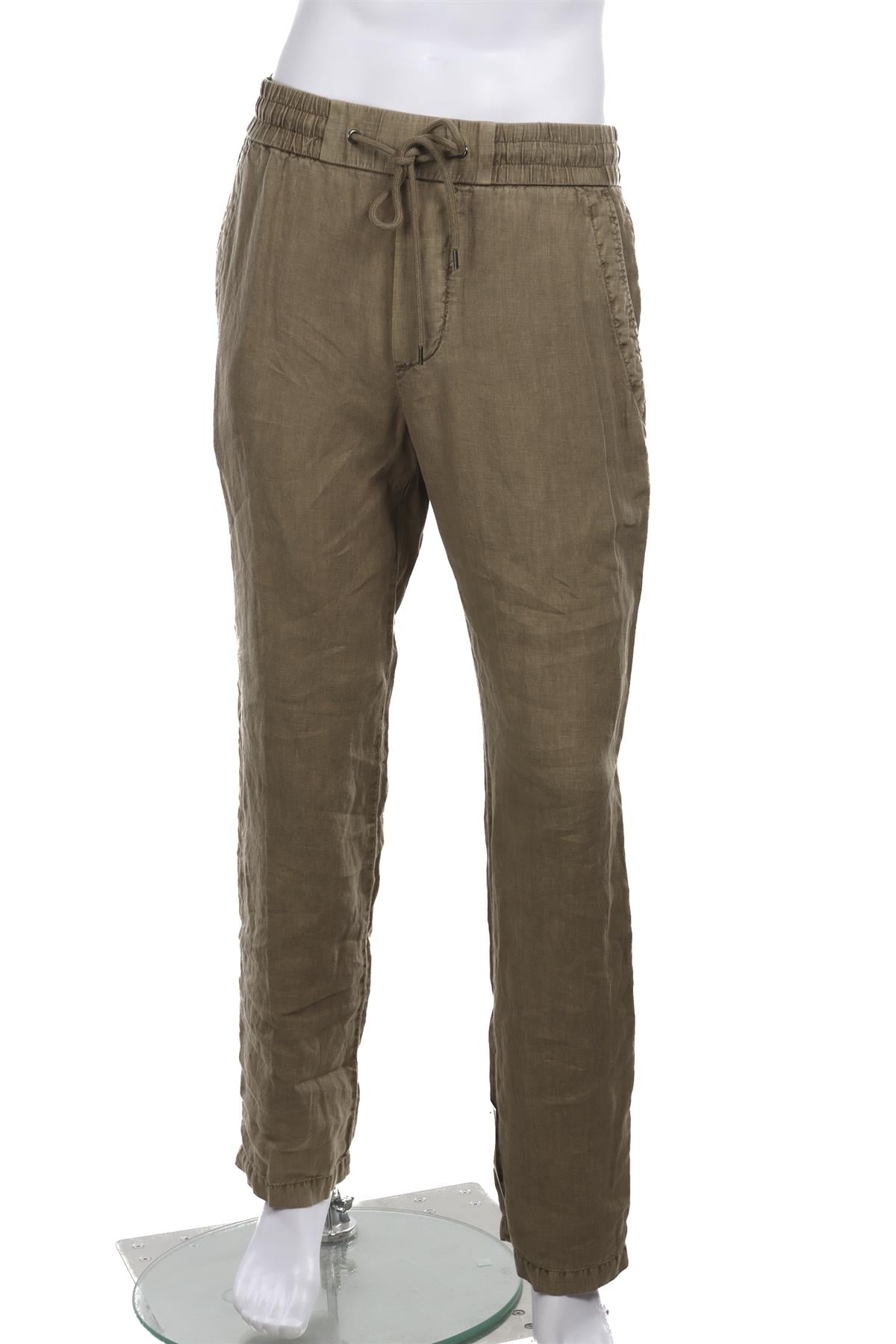 JAMES PERSE KHAKI MENS LINEN STRAIGHT LEG PANTS SMALL