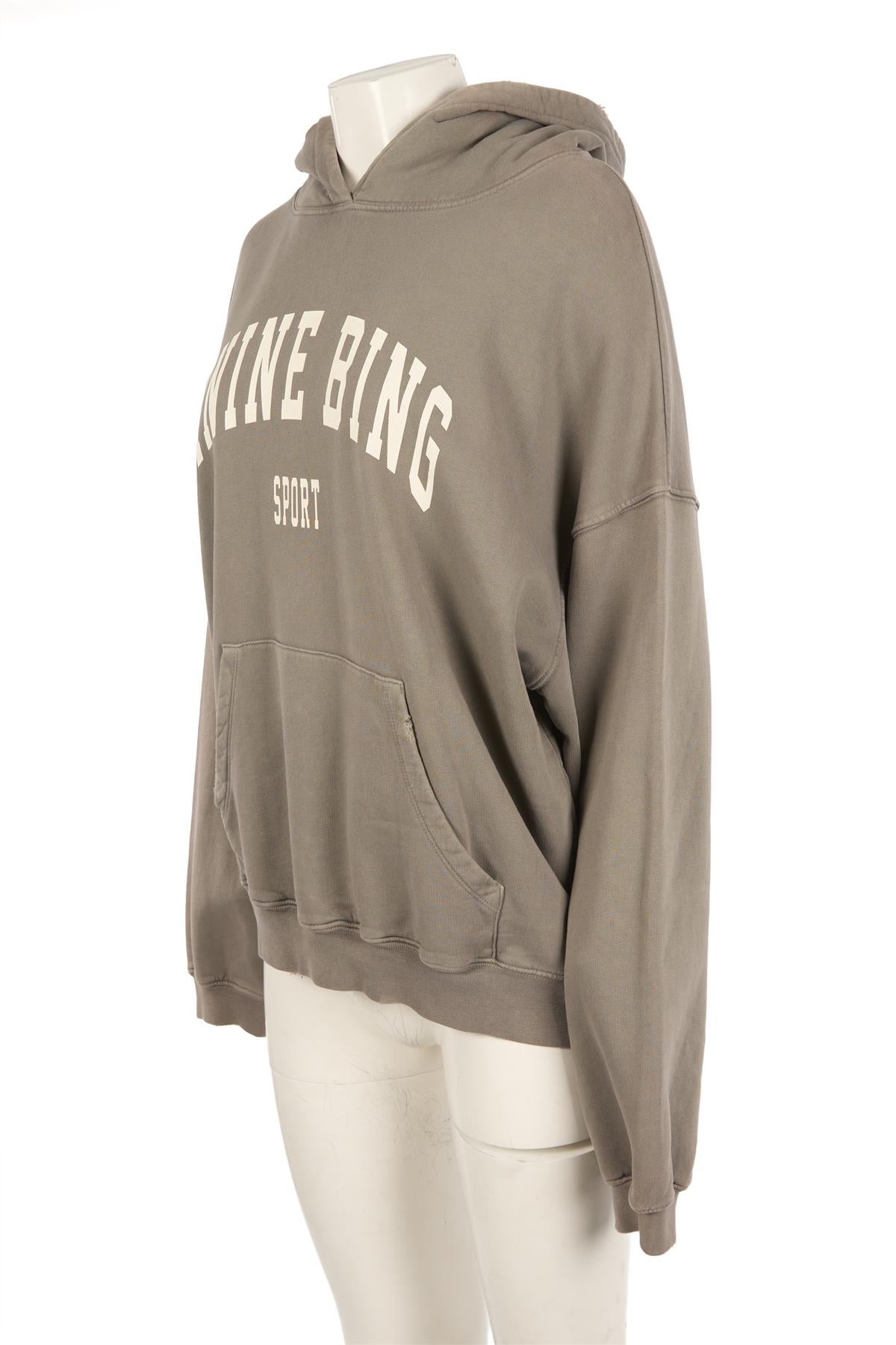 ANINE BING KHAKI COTTON HOODIE SMALL