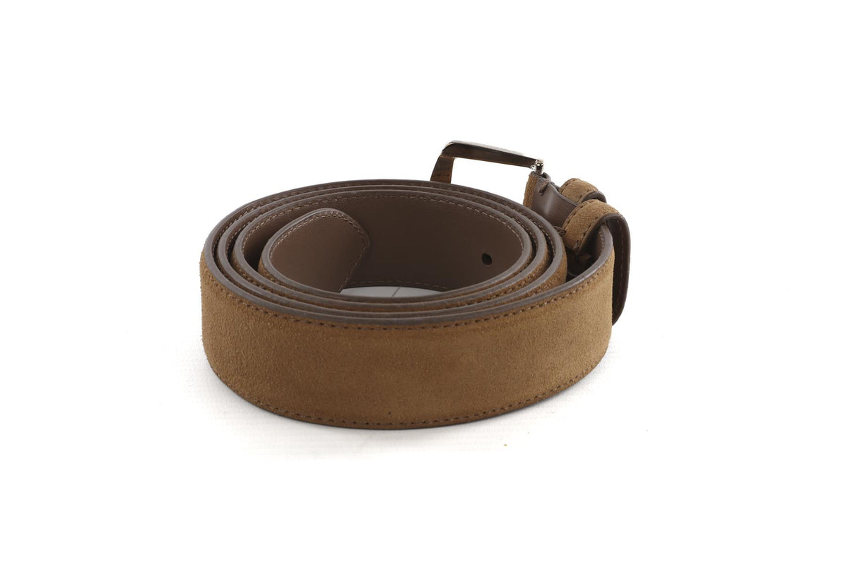 LORO PIANA TAN MEN'S SUEDE BELT 100CM