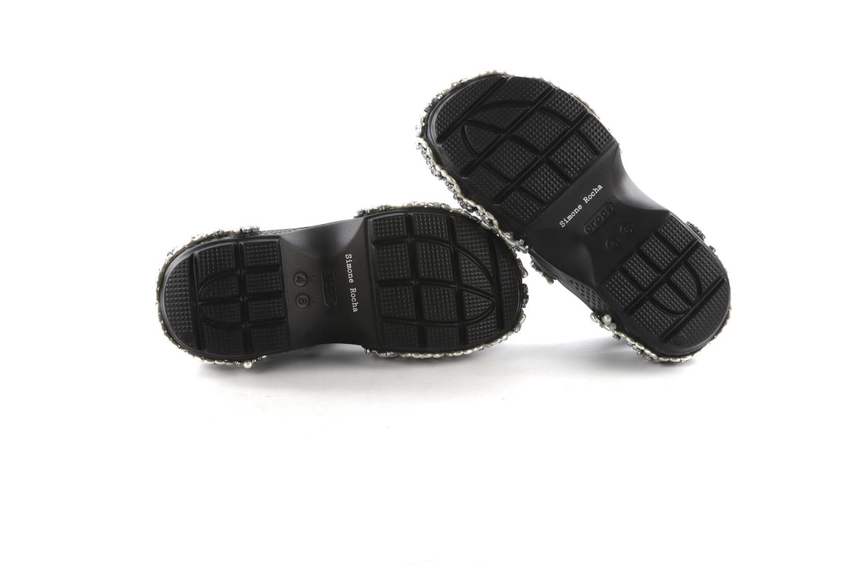 Simone Rocha + Crocs Black Stomp Rubber Platform Sandals UK 3-4