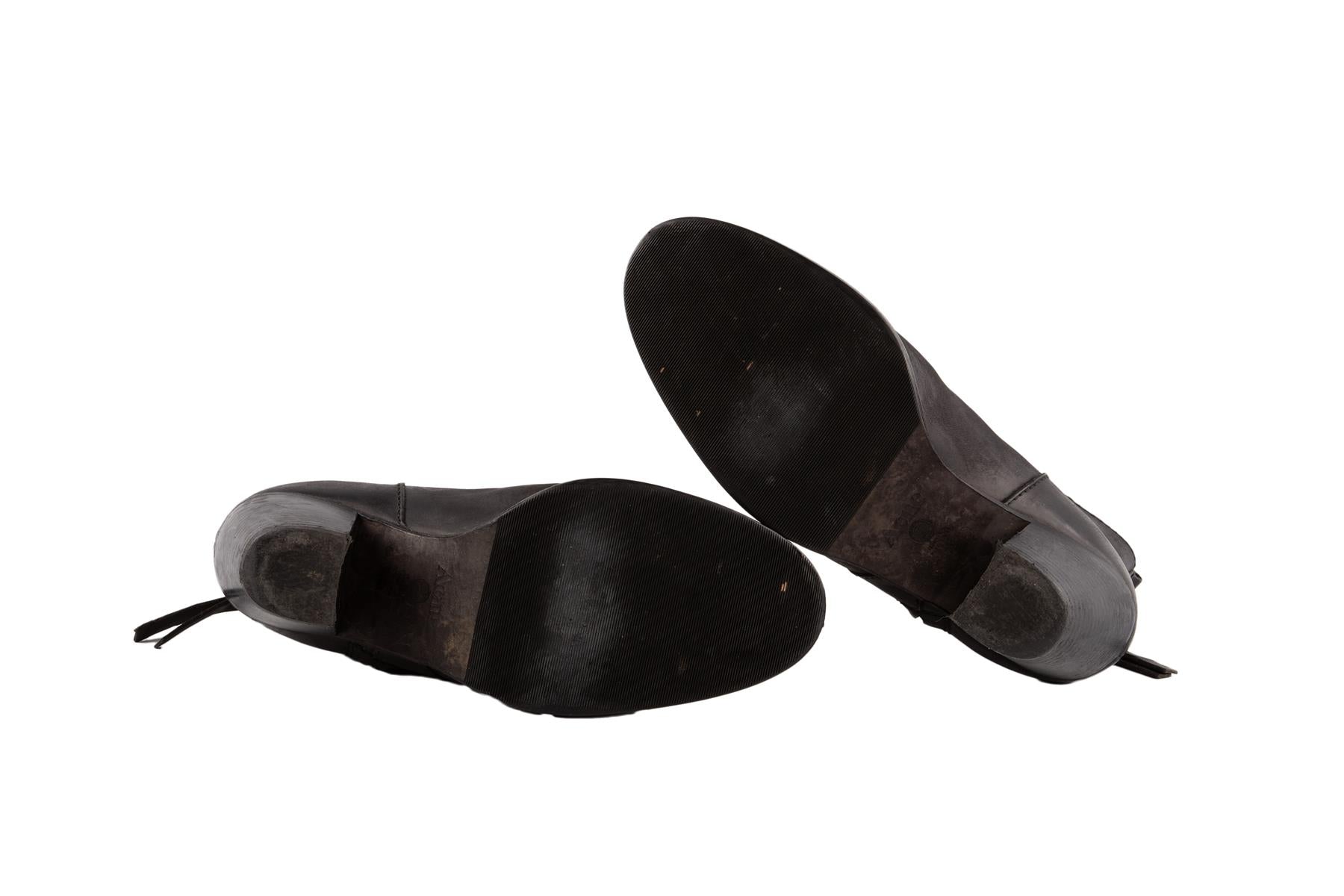 ACNE STUDIOS BLACK LEATHER ANKLE BOOTS EU 39