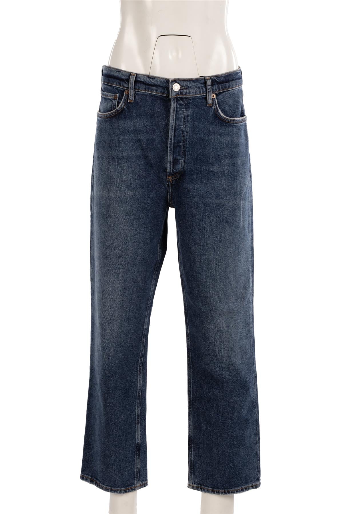 AGOLDE BLUE HIGH RISE STRAIGHT LEG JEANS W30 UK 12