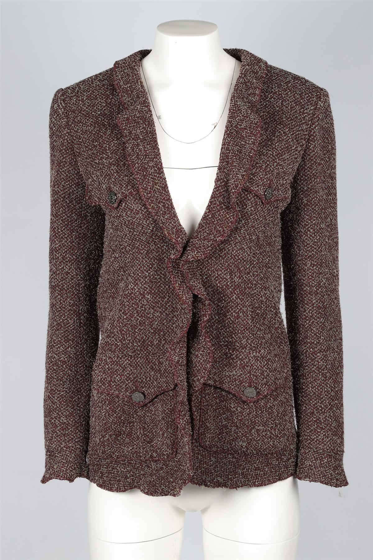 CHANEL BURGUNDY 1997 WOOL BLAZER FR 38 UK 10