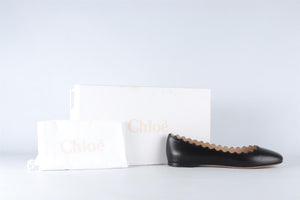 CHLOÉ BLACK LAUREN LEATHER BALLET FLATS EU 38.5 UK 5.5 US 8.5