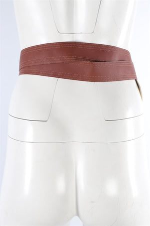 JOHANNA ORTIZ BROWN LEATHER WAIST BELT US 4 UK 8