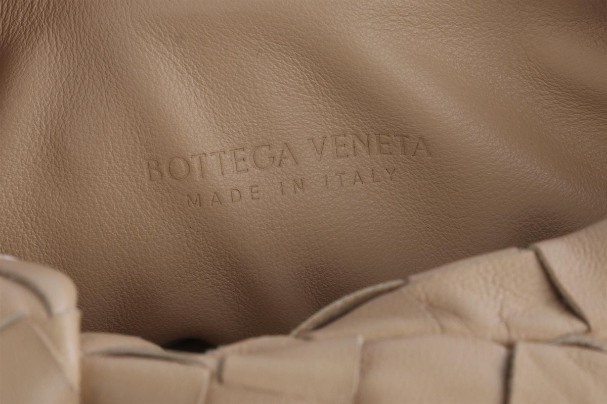 BOTTEGA VENETA BEIGE JODIE MINI INTRECCIATO LEATHER TOTE BAG
