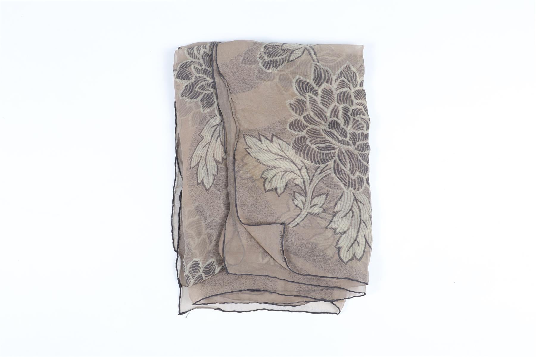 GIORGIO ARMANI TAUPE VINTAGE SILK SCARF