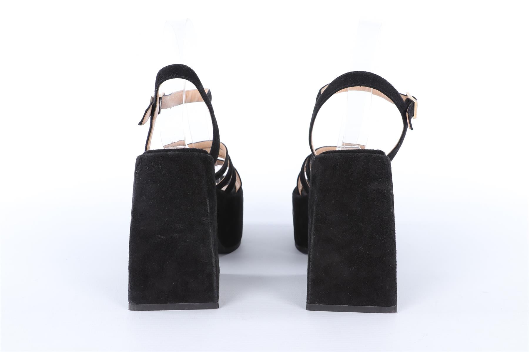 NODALETO BLACK SUEDE PLATFORM SANDALS EU 38.5 UK 5.5 US 8.5