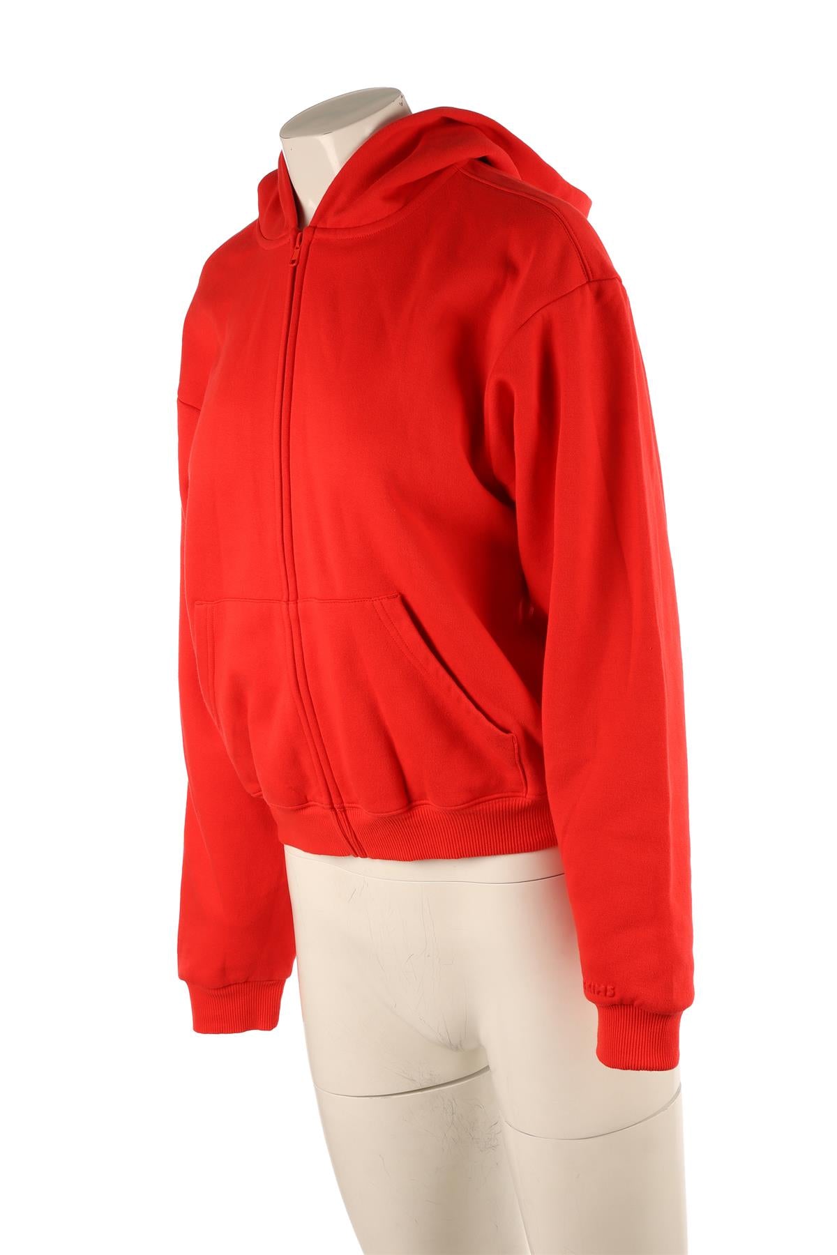 SKIMS RED COTTON HOODIE SMALL
