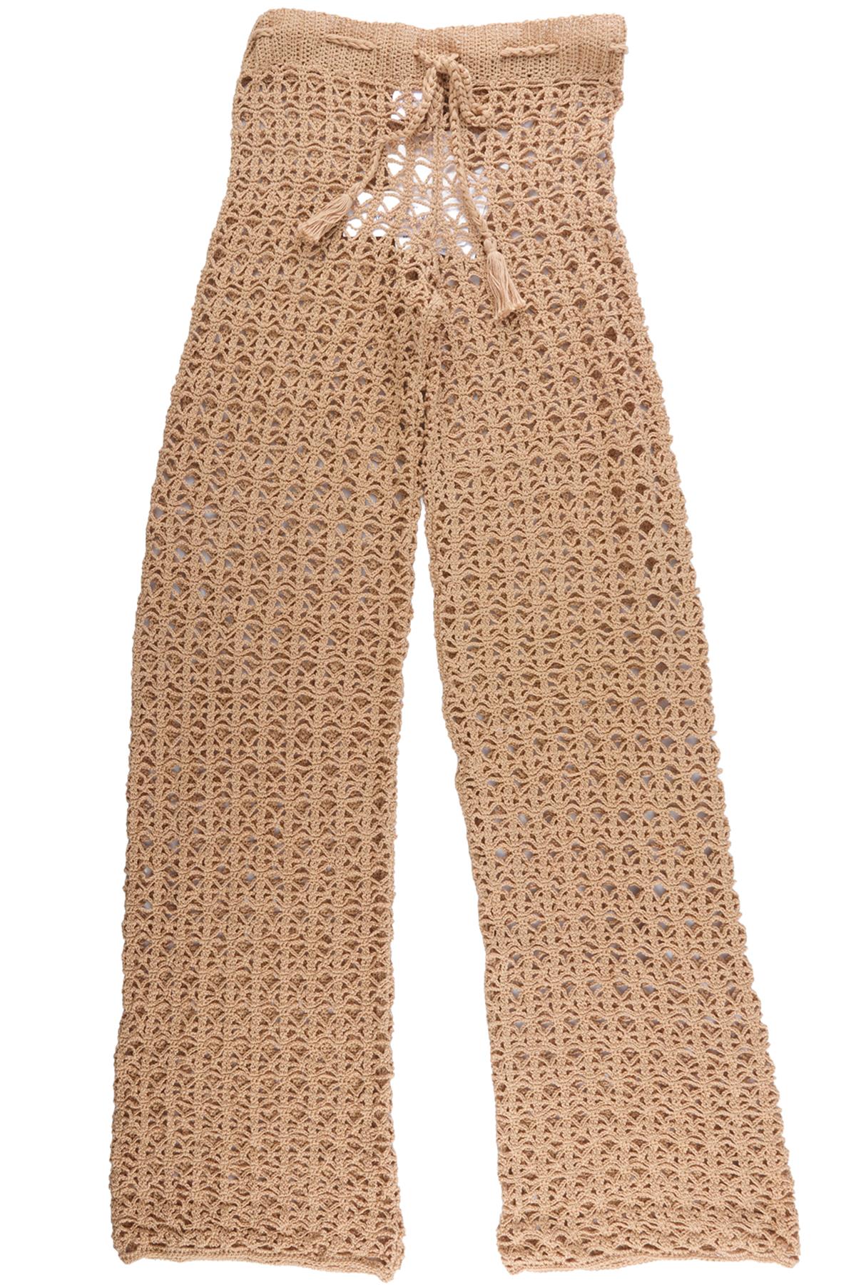 Beige Crochet Flared Pant