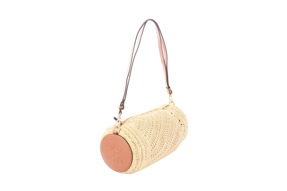 LOEWE + PAULA'S IBIZA BEIGE BRACELET RAFFIA SHOULDER BAG