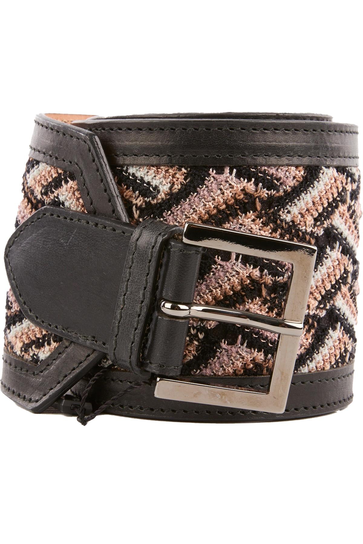 MISSONI BLACK LEATHER WAIST BELT 80CM