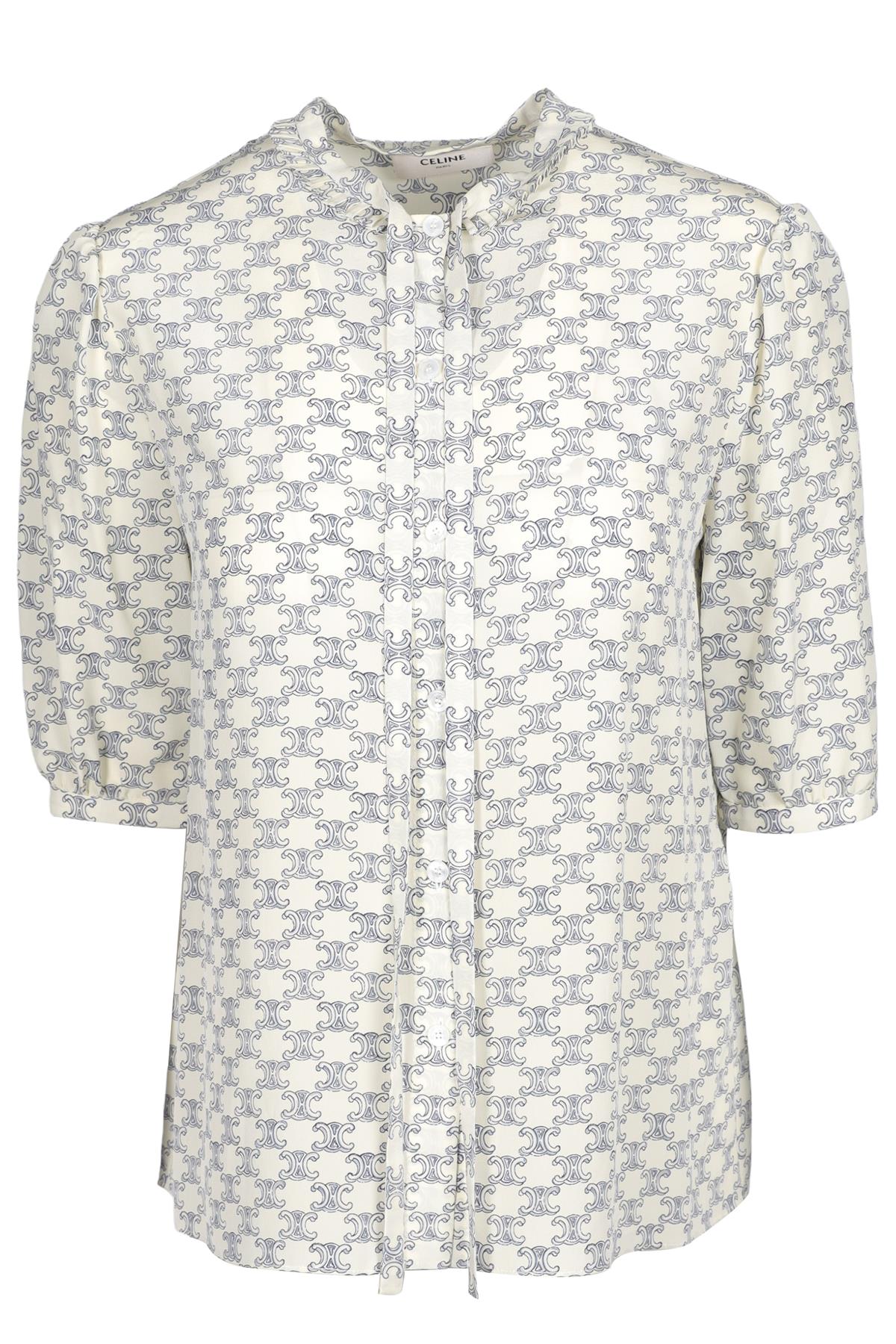 CELINE ECRU TRIOMPHE SILK TOP FR 38 UK 10