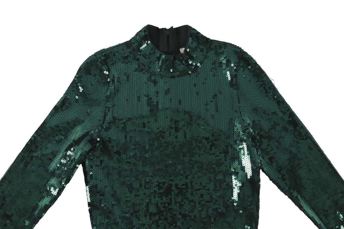 SANDRO GREEN SEQUIN TOP FR 36 UK 8