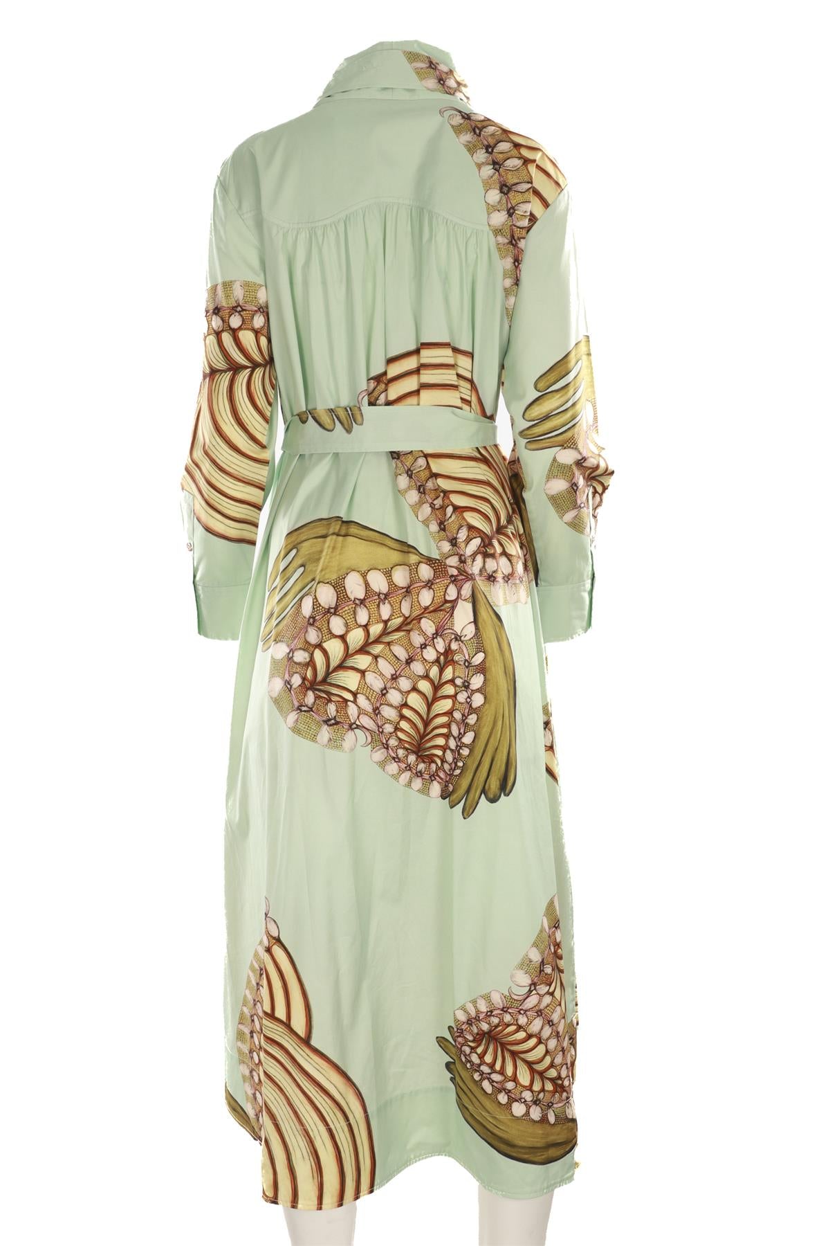 ULLA JOHNSON GREEN COTTON MAXI DRESS US 4 UK 8