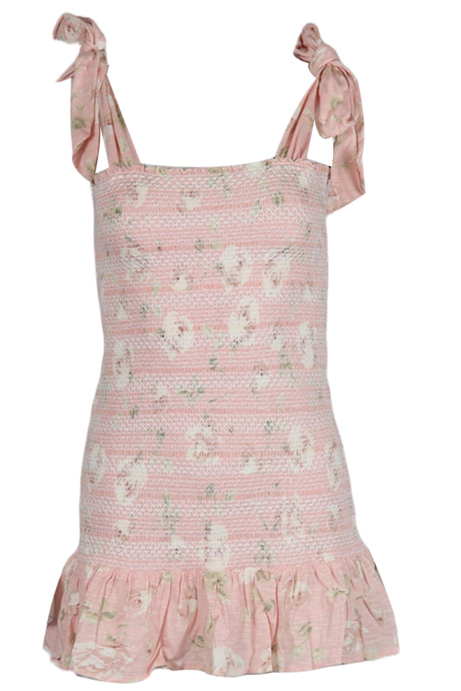 LOVESHACKFANCY FLORAL PRINT COTTON MINI DRESS MEDIUM