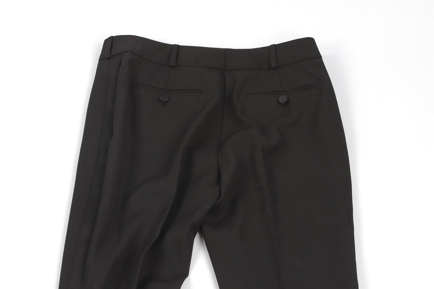 SAINT LAURENT BLACK WOOL STRAIGHT LEG PANTS FR 36 UK 8
