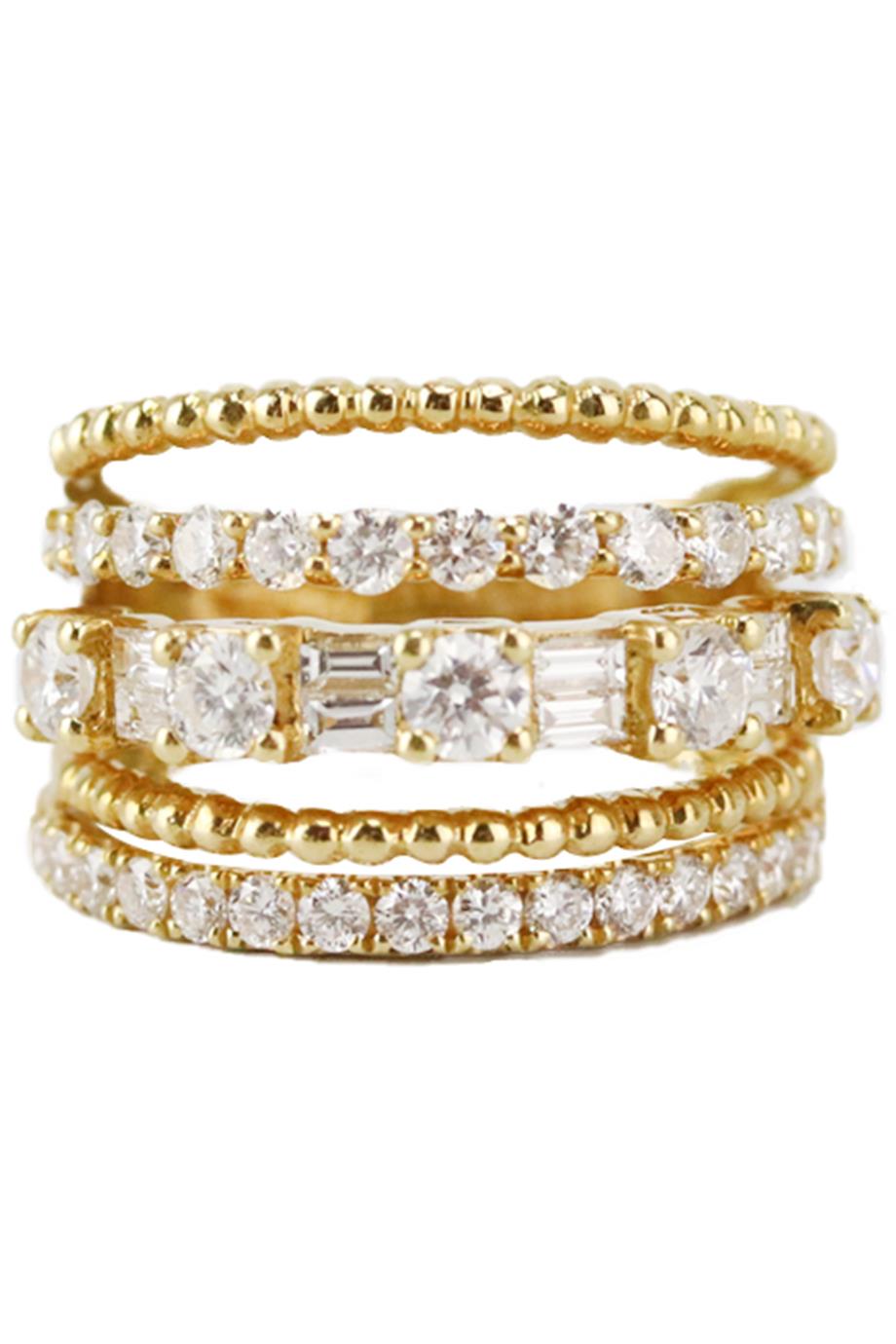 SHAY 18K YELLOW GOLD AND OPEN MIXED DIAMOND RING 16 MM