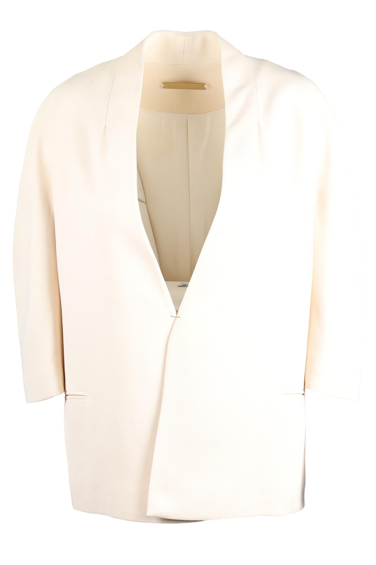 VICTORIA BECKHAM CREAM SILK JACKET UK 8