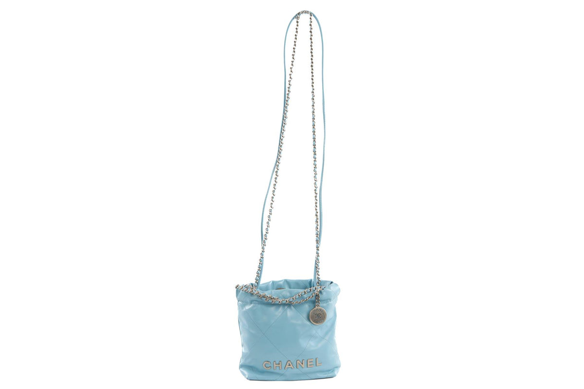 CHANEL BLUE 2023 22 MINI QUILTED LEATHER SHOULDER BAG
