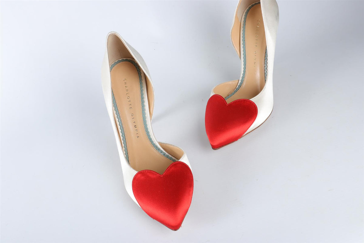 CHARLOTTE OLYMPIA WHITE SATIN PUMPS EU 37.5 UK 4.5 US 7.5