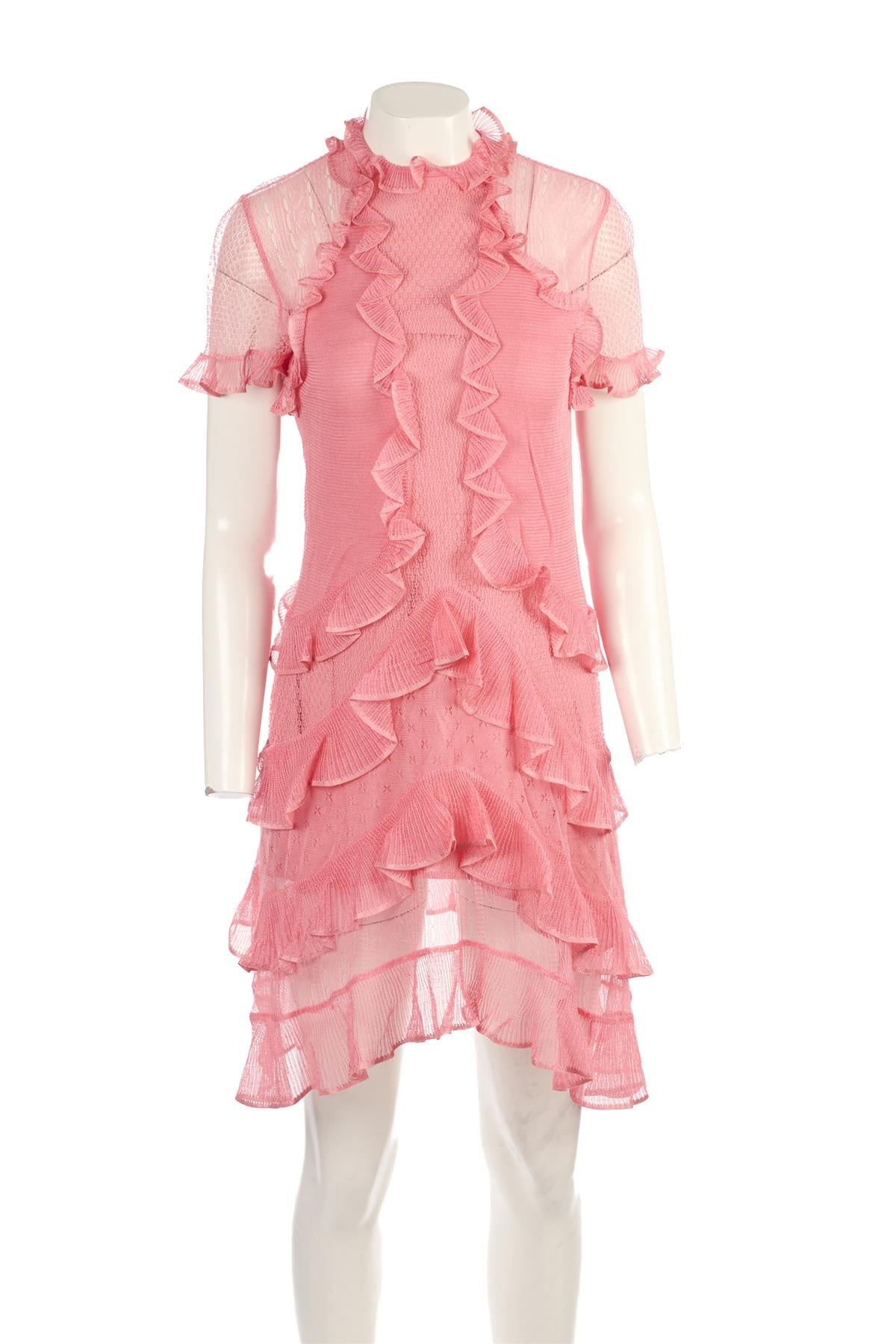 ALEXANDER MCQUEEN PINK SILK MINI DRESS MEDIUM