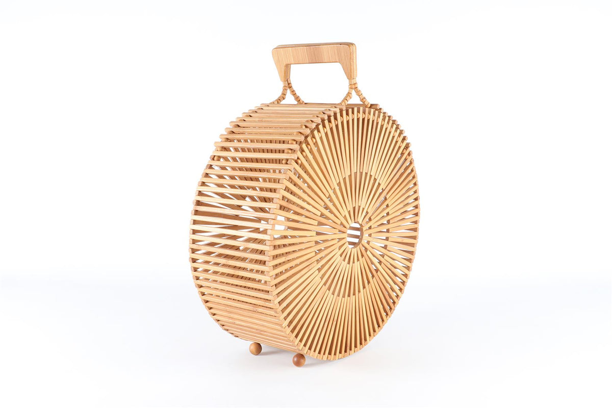 CULT GAIA BROWN WOOD TOTE BAG