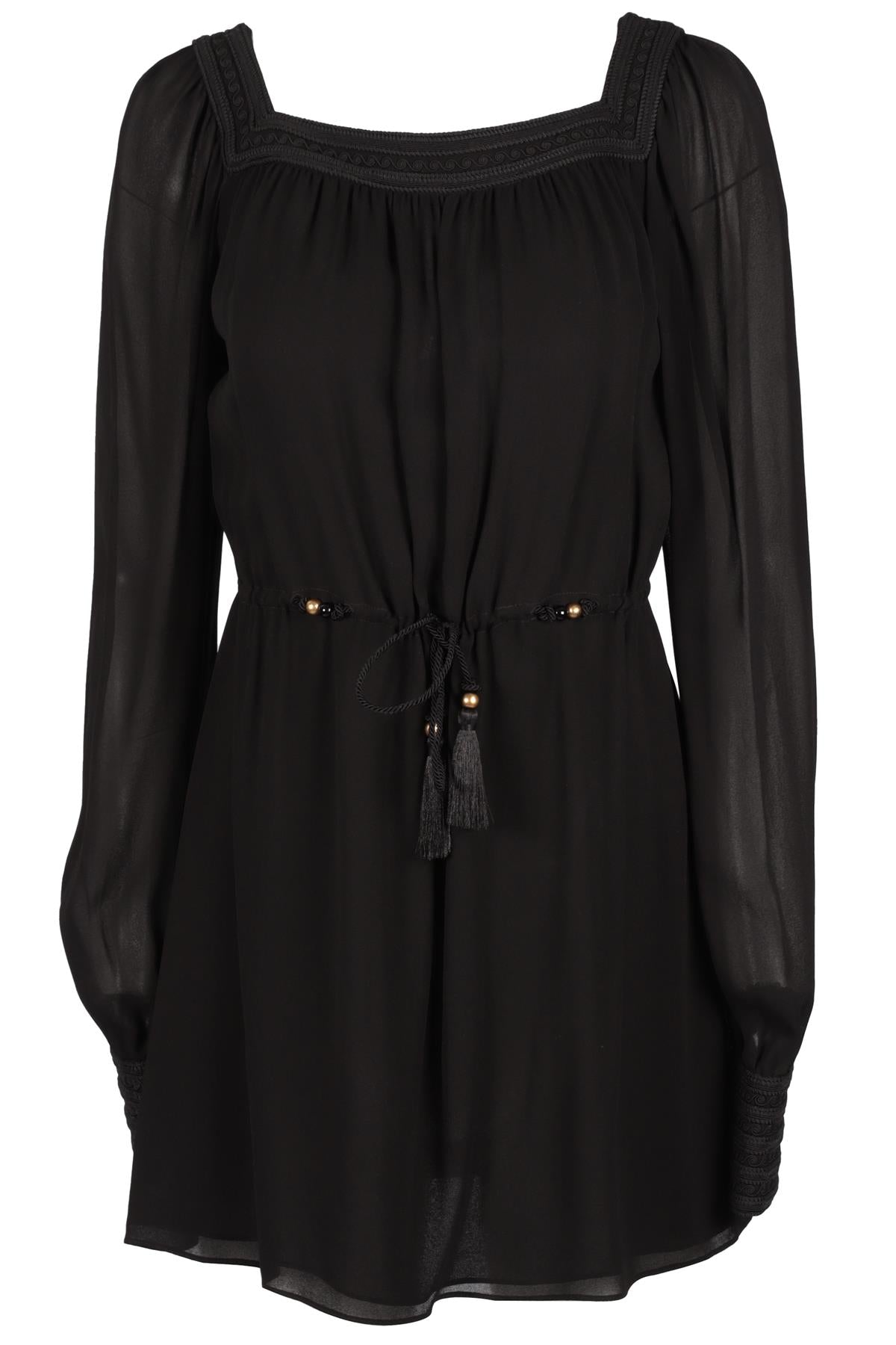 SAINT LAURENT BLACK CREPE MINI DRESS FR 40 UK 12