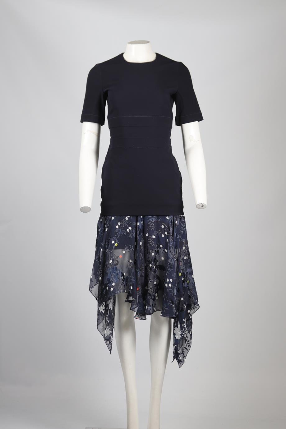 PREEN BY THORNTON BREGAZZI CREPE AND SILK BLEND MIDI DRESS MEDIUM