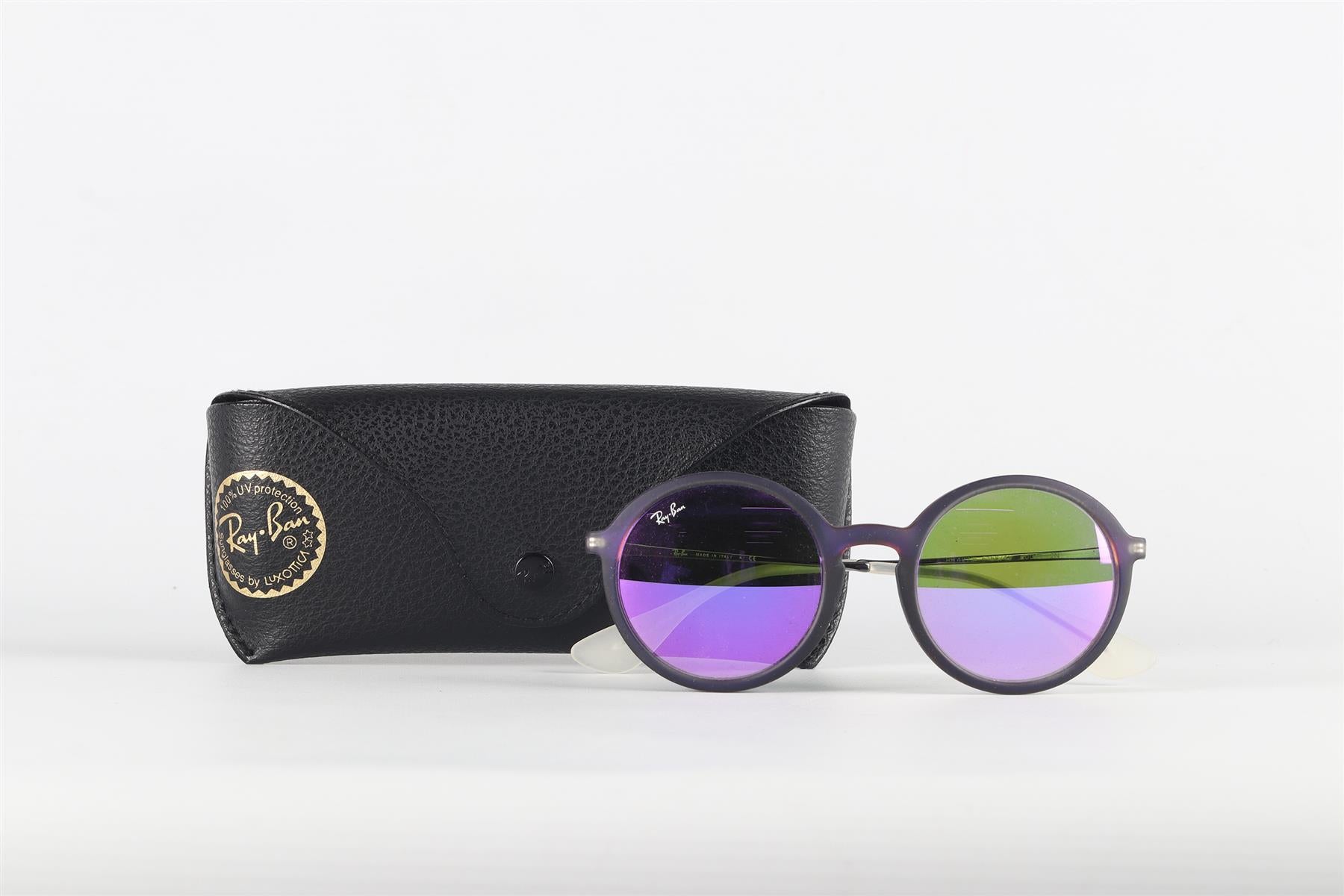 RAY-BAN PURPLE ROUND FRAME ACETATE SUNGLASSES