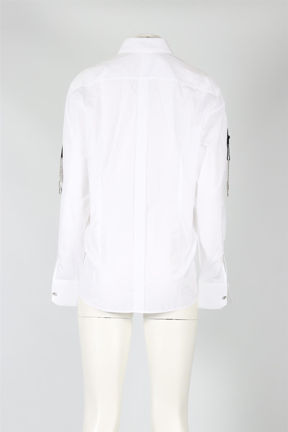 DOLCE & GABBANA WHITE CRYSTAL AND COTTON SHIRT IT 40 UK 8