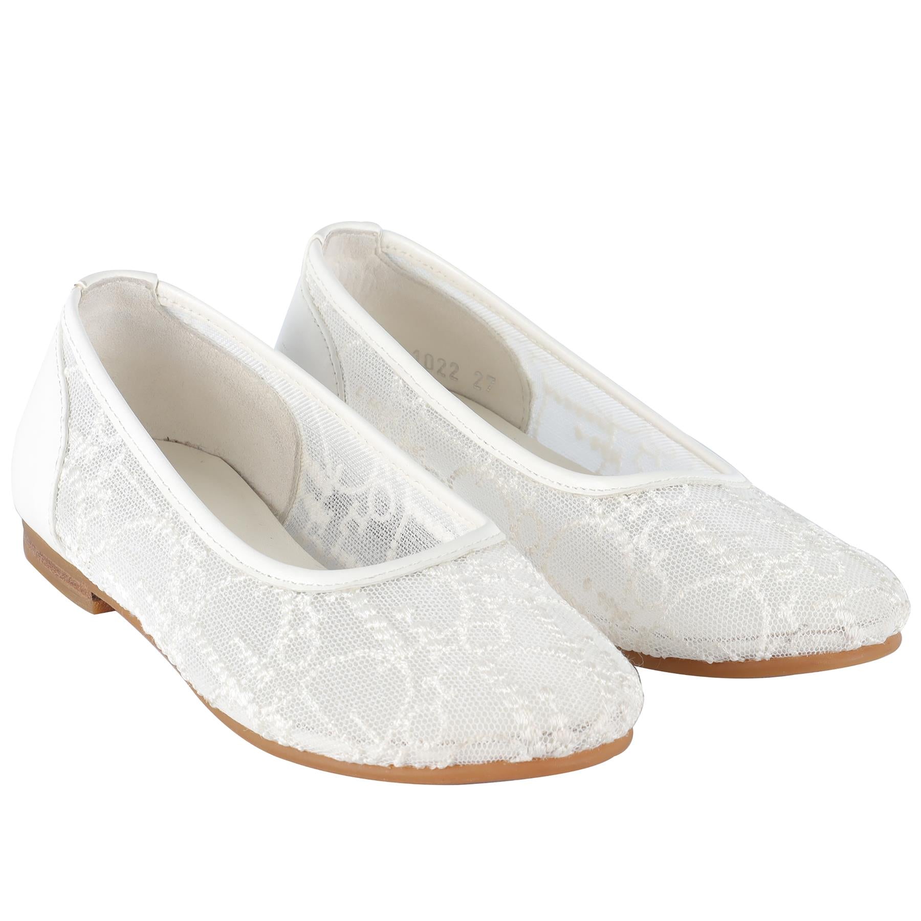 CHRISTIAN DIOR WHITE KIDS GIRLS BALLET FLATS EU 27 UK 9 US 10