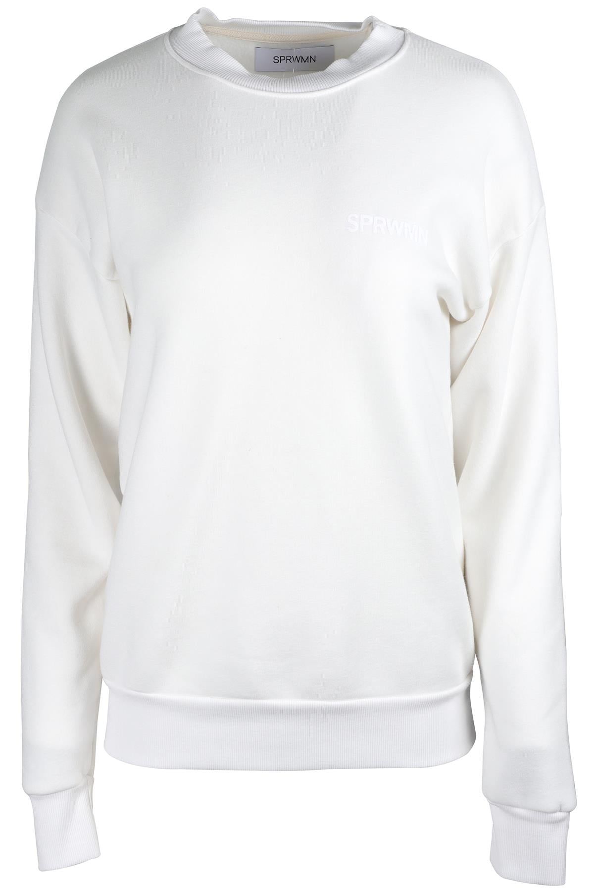 SPRWMN WHITE COTTON SWEATSHIRT XSMALL