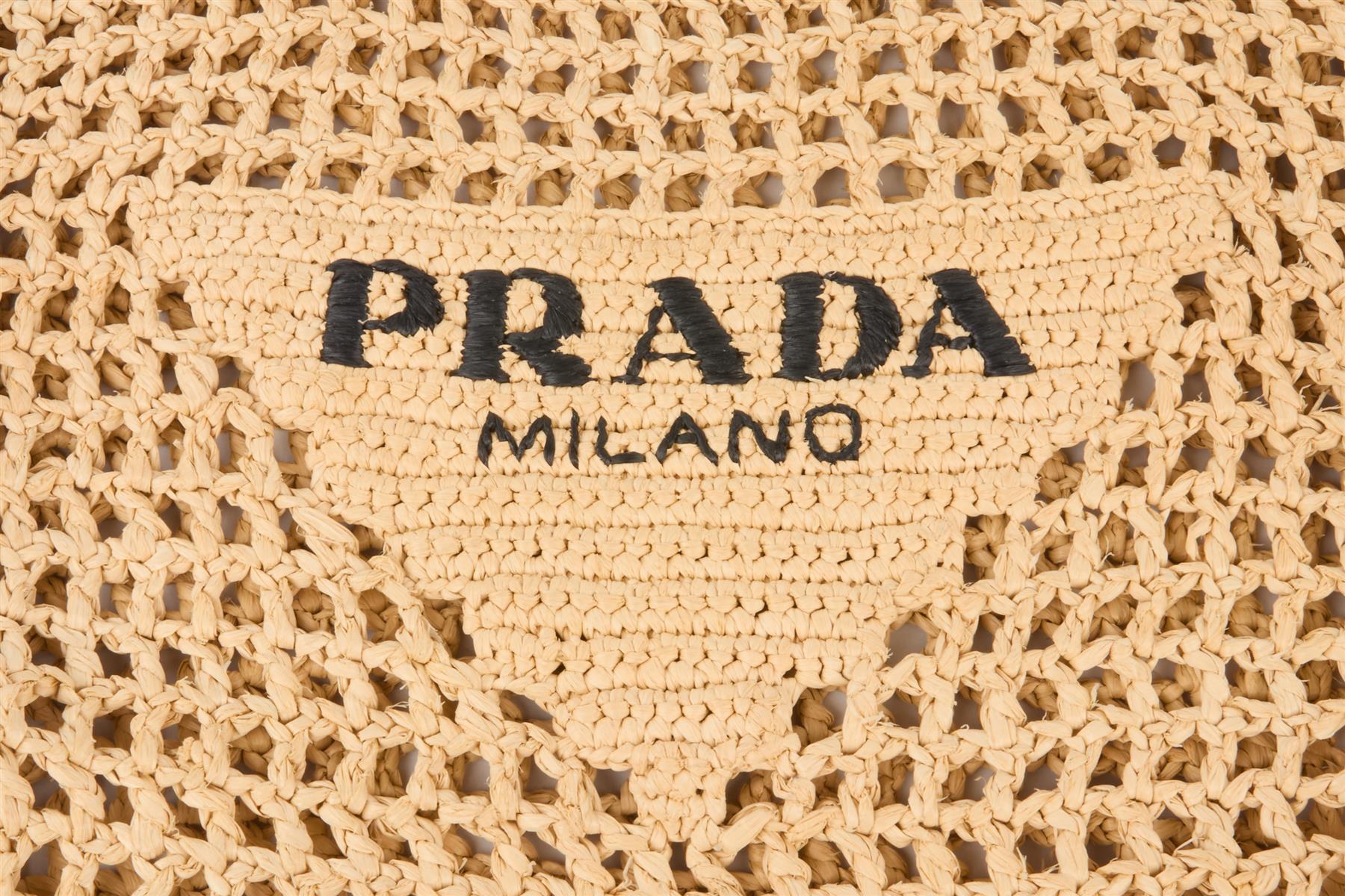 PRADA BEIGE RAFFIA SHOULDER BAG