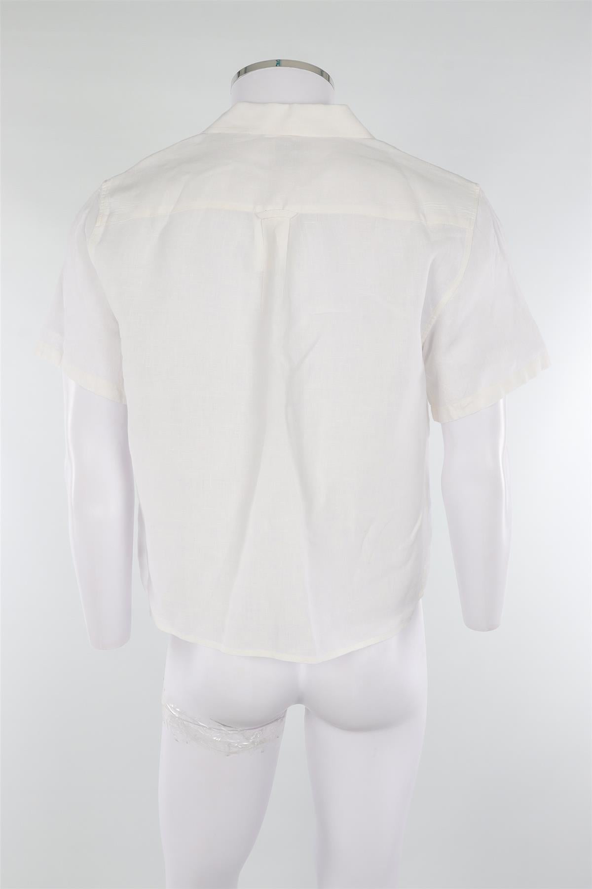 DE BONNE FACTURE WHITE MEN'S LINEN SHIRT FR 48 UK/US 38