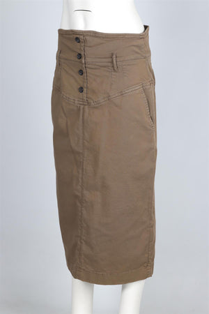 Nº 21 BROWN COTTON MIDI SKIRT IT 48 UK 16